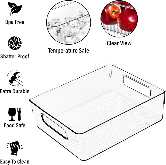 Clear Plastic Storage Bins, Home Bathroom Laundry Room Freezer Refrigerator - Image 2