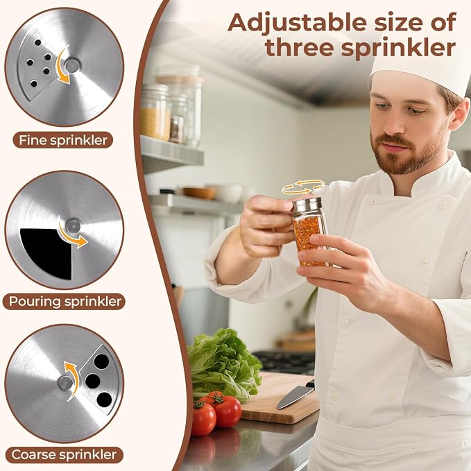 ComSaf Spice Jars with Shaker lids Adjustable, 8oz 6PCS，9 DIY Labels, Spice - Image 2