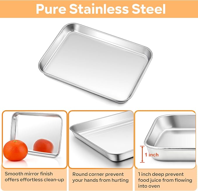 TeamFar Toaster Oven Pan with Rack Set, Non-Toxic & Heavy-Duty, Dishwasher Safe - Image 3