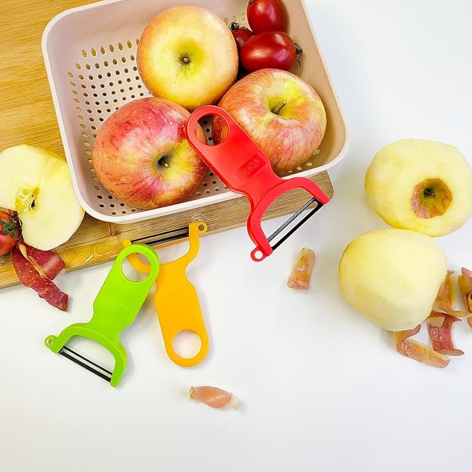 Original Vegetable Fruit Peeler Carbon Steel Blade 3 Pack Red/Green/Yellow… - Image 9