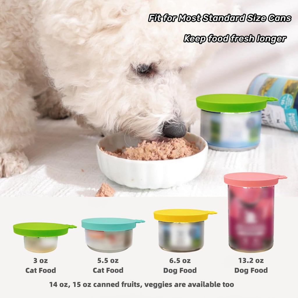 Silicone Cat Dog Food Can Lids, Universal 3-in-1, (3 lids +1 spoon)