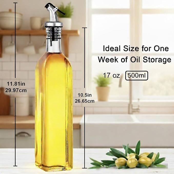 WERTIOO Olive Oil Dispenser Bottle, 2 Pack 17oz Oil and Vinegar Dispenser Set - Image 2