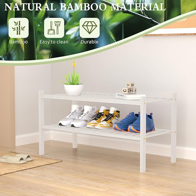 ROMGUAR CRAFT 2 Tier Bamboo Shoe Rack - Image 6