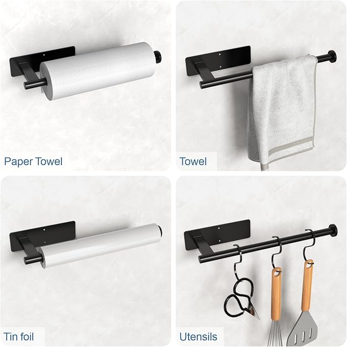 CUXIXA Paper Towel Holder Under Cabinet, Upgraded Self Adhesive Paper Towel - Image 3