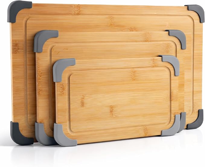 COOK WITH COLOR Non-Slip Cutting Board Set – Kitchen Essentials with Easy Grip by CookwithColor