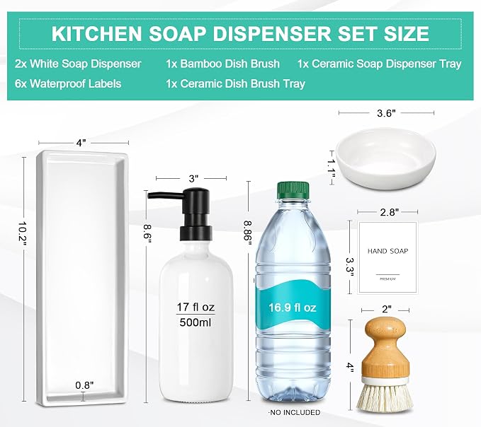 GMISUN Kitchen Soap Dispenser Set, 16 Oz Hand and Dish Soap Dispenser - Image 3