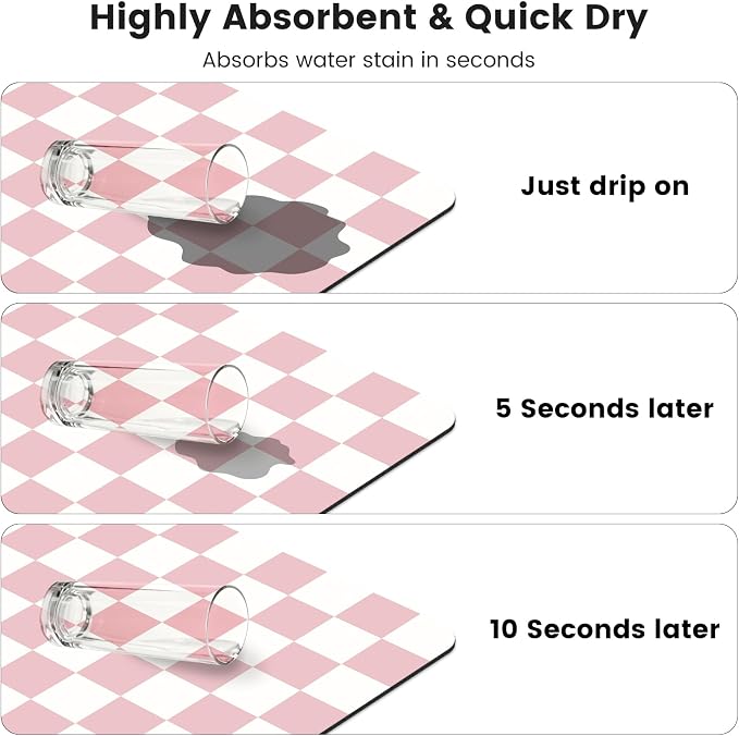 17" x 32" Checkered Dish Drying Mat - Image 6