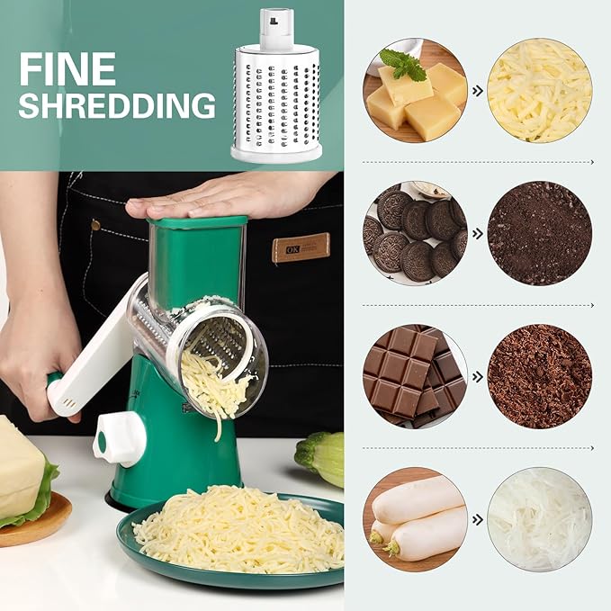 Cambom Rotary Cheese Grater Hand Crank Cheese Shredder - Image 4