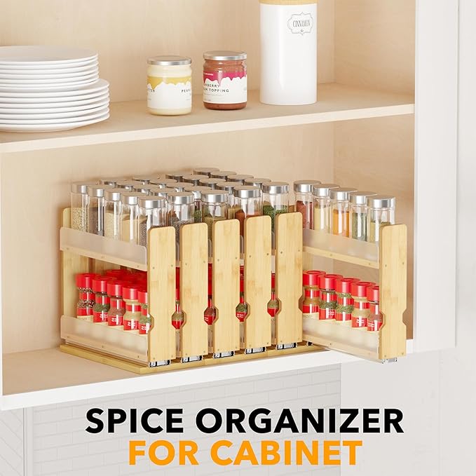 SpaceAid Bamboo Pull Out Spice Rack Organizer - Image 6