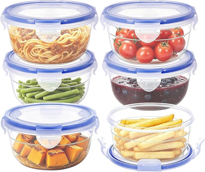 KIGI Round Food Storage Container, Leakproof Plastic Bowls by KIGI