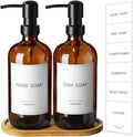 GMISUN Amber Glass Soap Dispenser, 2 Pack Bathroom Hand Soap Dispensers by GMISUN