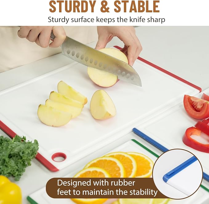 Kikcoin Plastic Cutting Boards for Kitchen, 3-Piece Large Cutting Board Set - Image 5