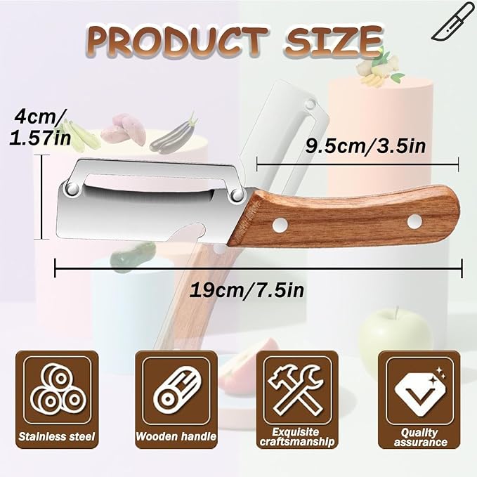 Premium Vegetable Peeler with Wooden Handle and Bottle Opener, Kitchen Gadgets - Image 2