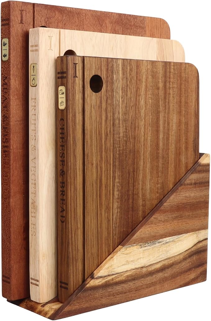 Book Cutting Board Set with Separated Stand, 3 Piece Wood Cutting Boards That by Unknown