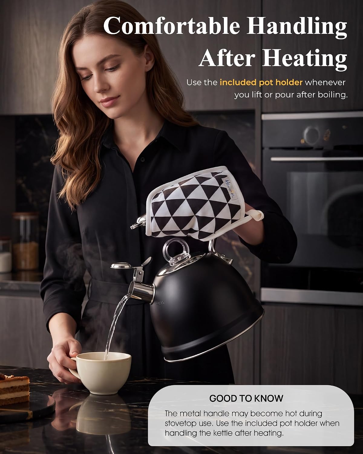 Harriet Whistling Tea Kettle for Stove Top, 2.5 QT Food-Grade Steel