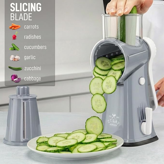 Zulay Kitchen Rotary Cheese Grater 5 Blade Cheese Shredder - Image 5