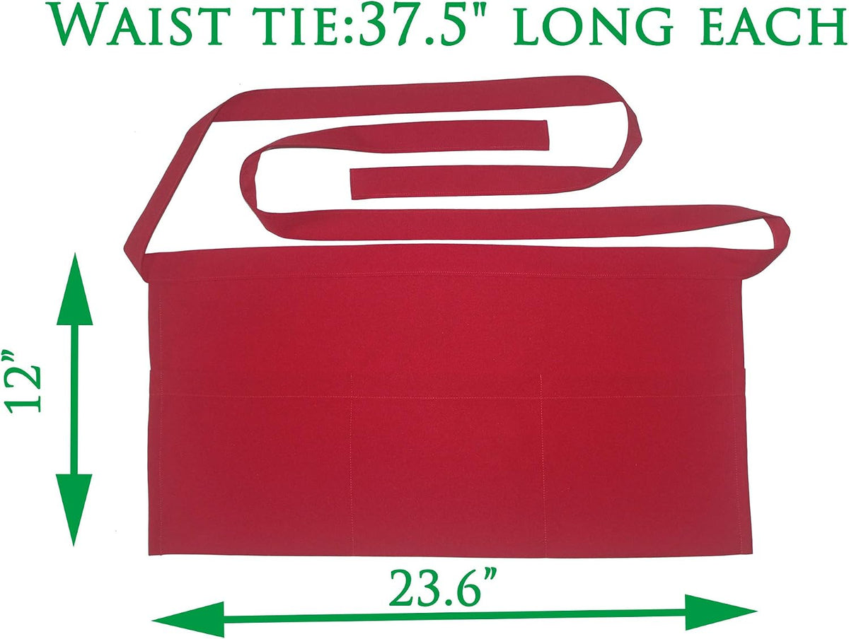 Resist water 3 big Pockets Waist Server Apron Kitchen Restaurant