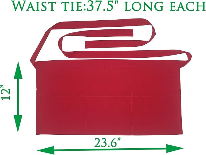 Resist water 3 big Pockets Waist Server Apron Kitchen Restaurant Unisex Half - Image 2