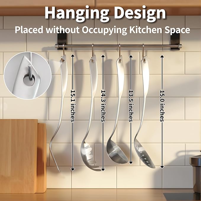 Newness 4 Pcs Cooking Utensils Set, 304 Stainless Steel Kitchen Utensils Set - Image 3