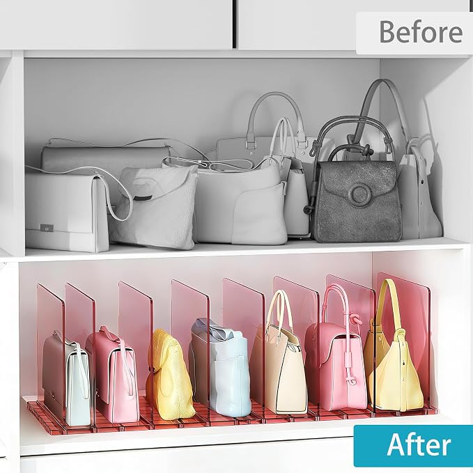 SortNStore Purse Organizer for Closet: Shelf Dividers Adjustable Acrylic Bag - Image 5