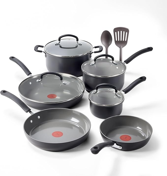 T-Fal Ultimate Hard Anodized 12-Piece Ceramic Nonstick Cookware Set, Oven Safe by T-falbrand