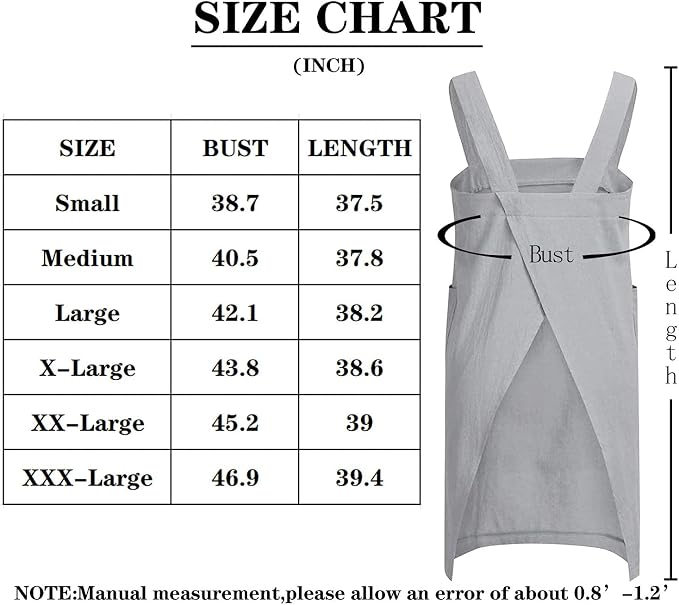 VLZUFE Cotton Linen Apron for womens Cross Back Apron Pinafore Dress for Baking - Image 4