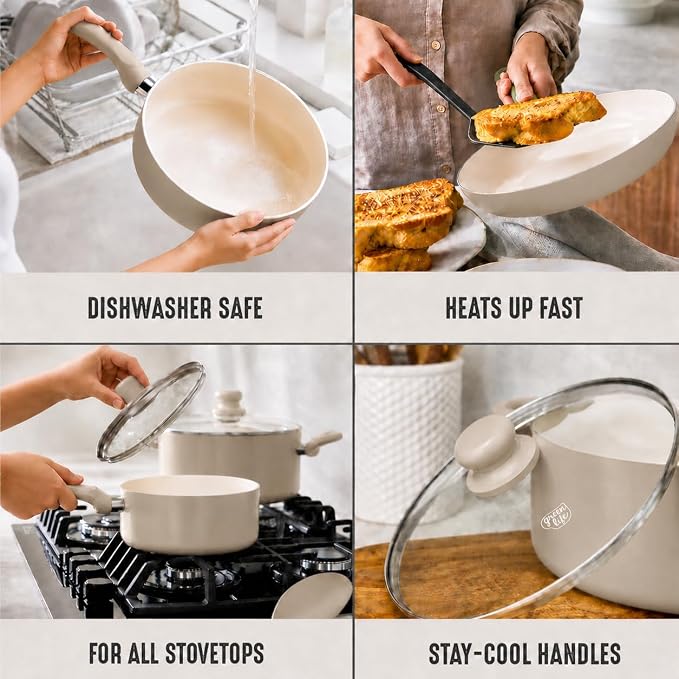 GreenLife 16-Piece Nonstick Cookware Set, Non-Toxic Ceramic Pots and Pans Set - Image 6
