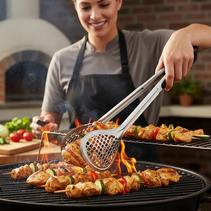 TOPZEA 4 Pack 12 Inch Stainless Steel BBQ Tongs, Heat Resistant 600°F Locking - Image 6