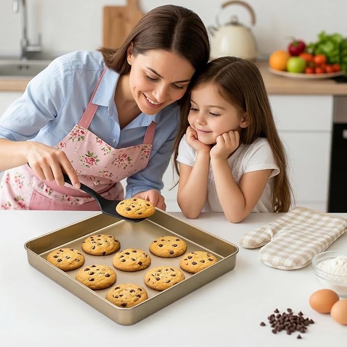 Dicunoy 3 Pack Baking Sheet Pans 11 Inches x 11 Inches, Nonstick Square Baking - Image 8