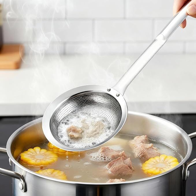 Skimmer Spoon Filter Grease Foam Fine Mesh Stainless Steel Sieve Colander - Image 7