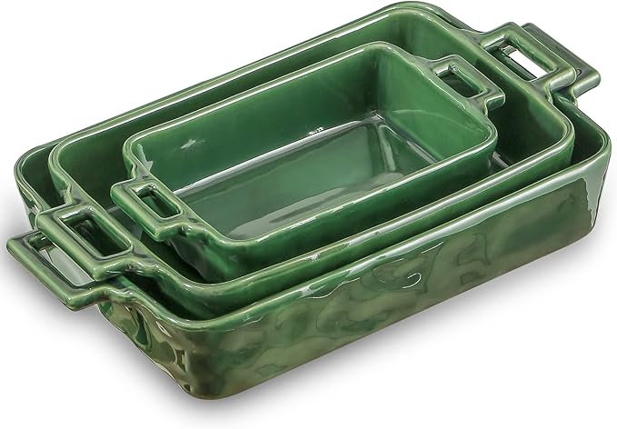 VICRAYS Ceramic Bakeware Set, Porcelain Rectangular Baking Dish, Baking Pan by VicraysCeramic