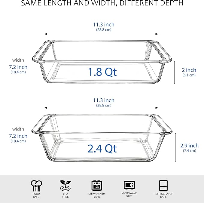 Set of 2 pcs Tempered Glass Baking Dish Set, Deep and Classic Borosilicate - Image 2