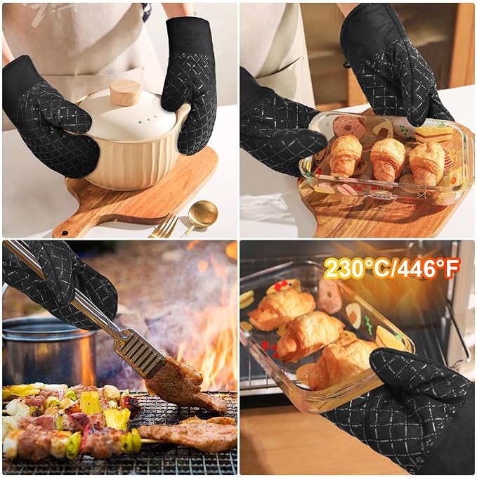 AUAUY Oven Mitts and Pot Holders 4PCS Set, 230°C/446°F Heat Resistant BBQ Gloves - Image 6