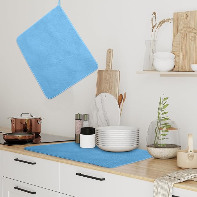 Hushee 2 Pack Extra Large Dish Drying Mat Microfiber Absorbent Dish Drying Pad - Image 4