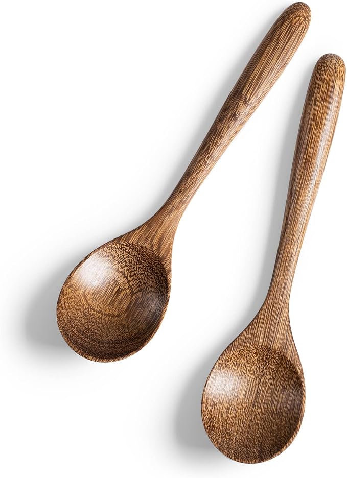 2 PCS Wooden Spoons for Honey, 6.7 inch Small Wooden Spoons by HEFILD