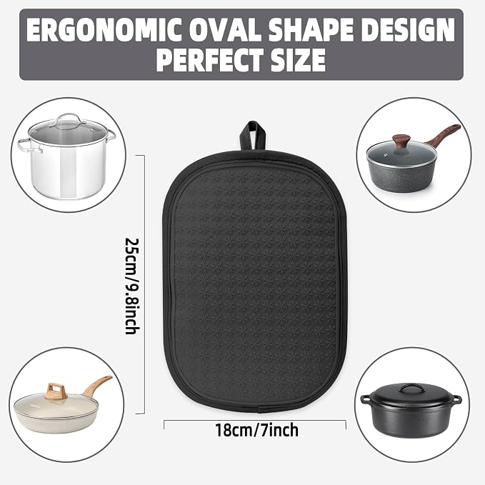 Hovico 2PCS Silicone Pot Holders, Oven Mitts Heat Resistant Hot Pads - Image 2