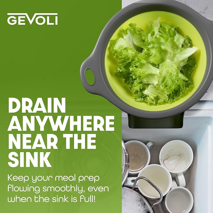 Gevoli Large Collapsible Colander - 5Qt Side Drain Food Strainer - Image 5