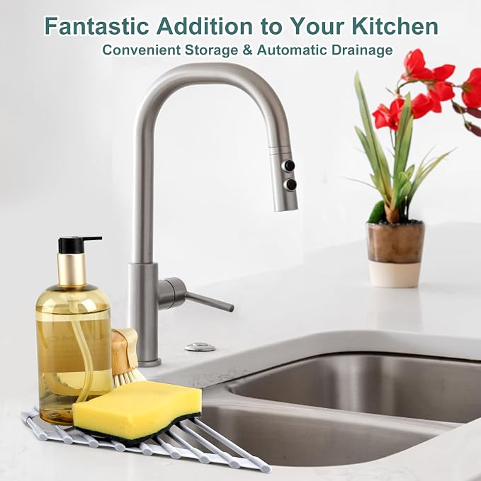 MERRYBOX Triangle Roll Up Dish Drying Rack Over The Sink, 2025 Anti-Rust Sink - Image 5