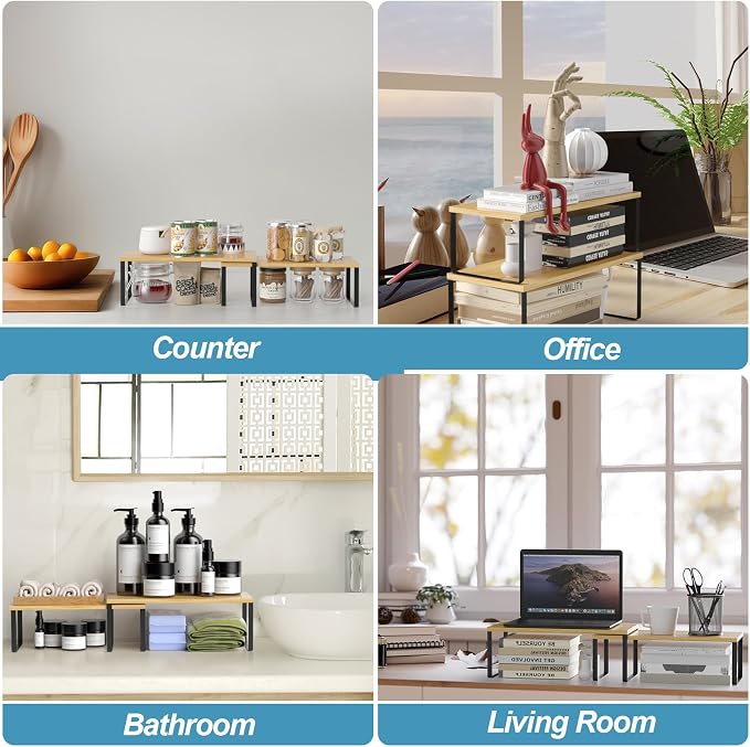 NEX Cabinet Shelf Organizer Set of 2, Kitchen Counter Shelves Spice Rack - Image 7