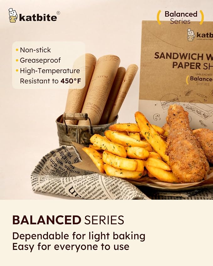 Katbite 100Pcs 12 In Food Wrapping Paper, New Pattern Heavy duty Deli Paper - Image 3
