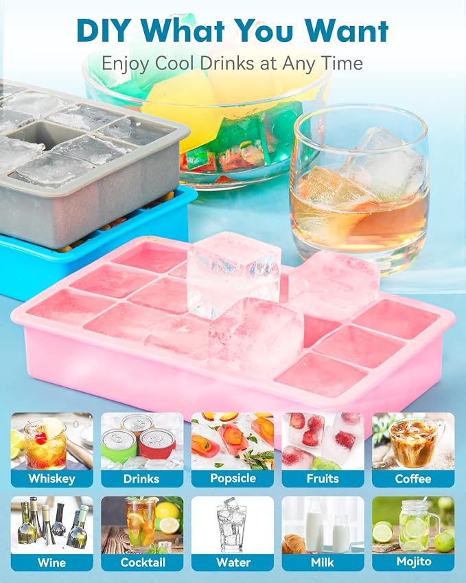 Silicone Ice Cube Trays for Freezer 2 Pack- Easy Release Square Ice Cubes Mold- - Image 6
