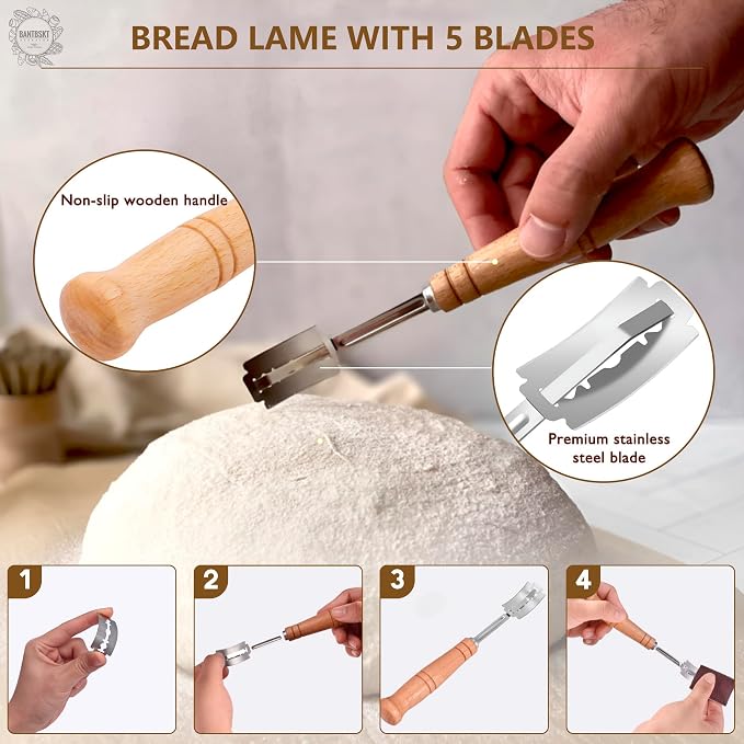 Complete Sourdough Starter Kit, Sourdough Bread Baking Supplies, Banneton Bread - Image 3