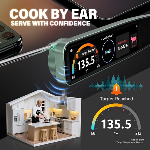 AWLKIM Instant Read Meat Thermometer Digital, 3.8" Touchscreen No App Needed – - Image 7