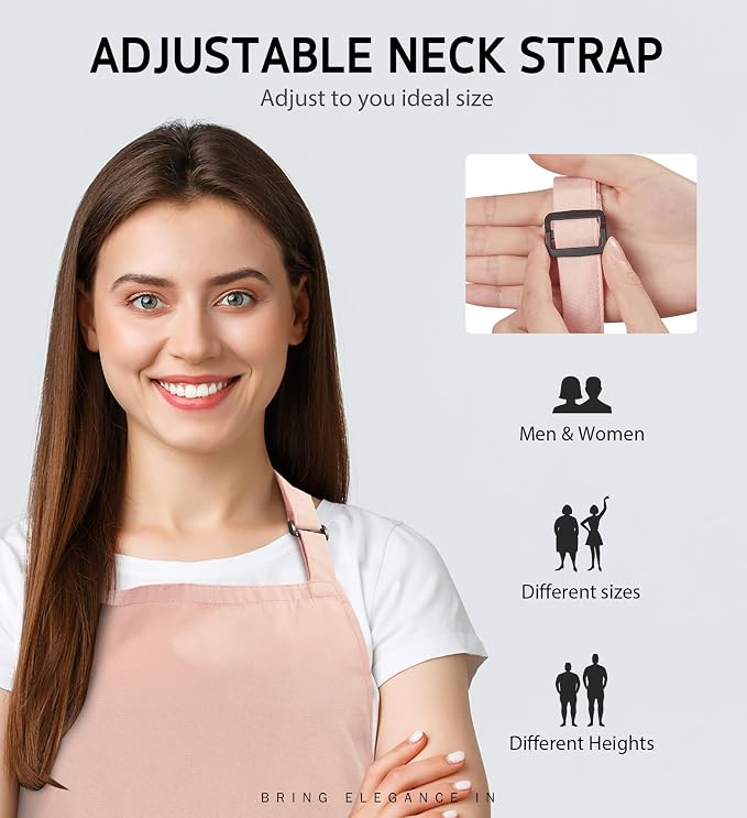 Syntus Apron for Men Women, Adjustable Cooking Kitchen Chef Aprons - Image 5