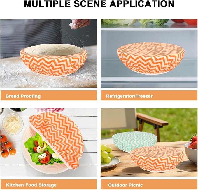 Reusable Bowl Covers for Bread Proofing（2 Large）- Cotton Beeswax Bowl Covers - Image 5