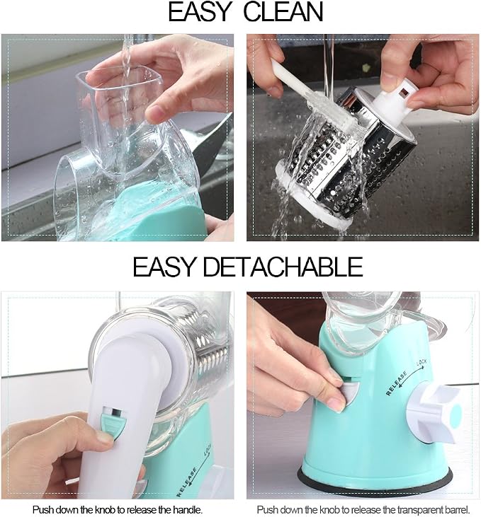 Ourokhome Rotary Cheese Grater Hand Crank, Kitchen Shredder Speed Mandolin - Image 7