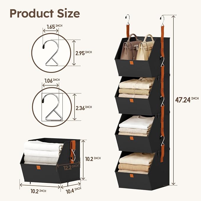 Homsorout Hanging Closet Organizer 4 Tier - Image 6