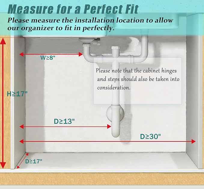 Under Sink Organizer, Extra-Wide Upgrade, Height Adjustable Organization and - Image 8