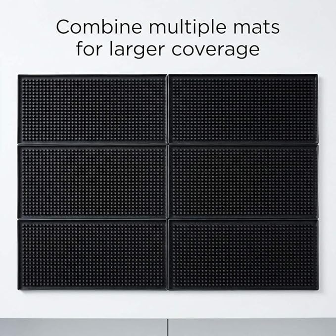 QWORK 12"x6" Black Rubber Bar Mat – 6 Pack Non-Slip Drainage Pad - Image 4