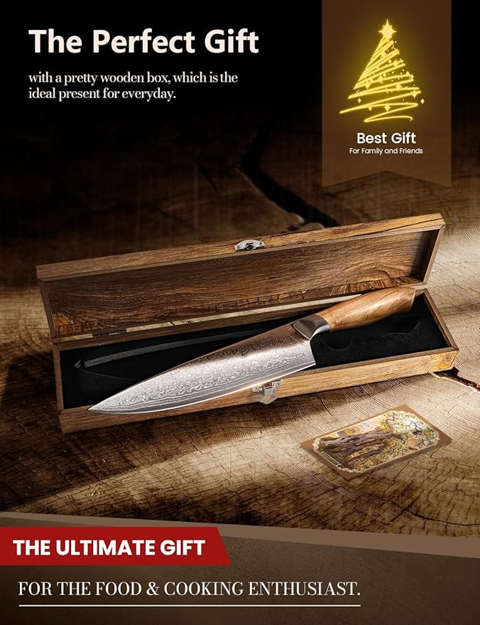 Damascus Chef Knife in Japanese Steel, 67-Layers Damascus Kitchen Knife - Image 7